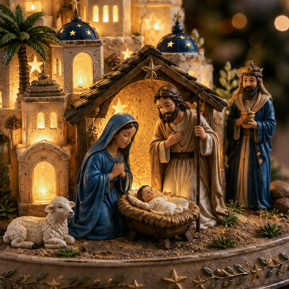Nativora™ Illuminated Bethlehem Nativity Church Tower | Festive Christmas Atmosphere