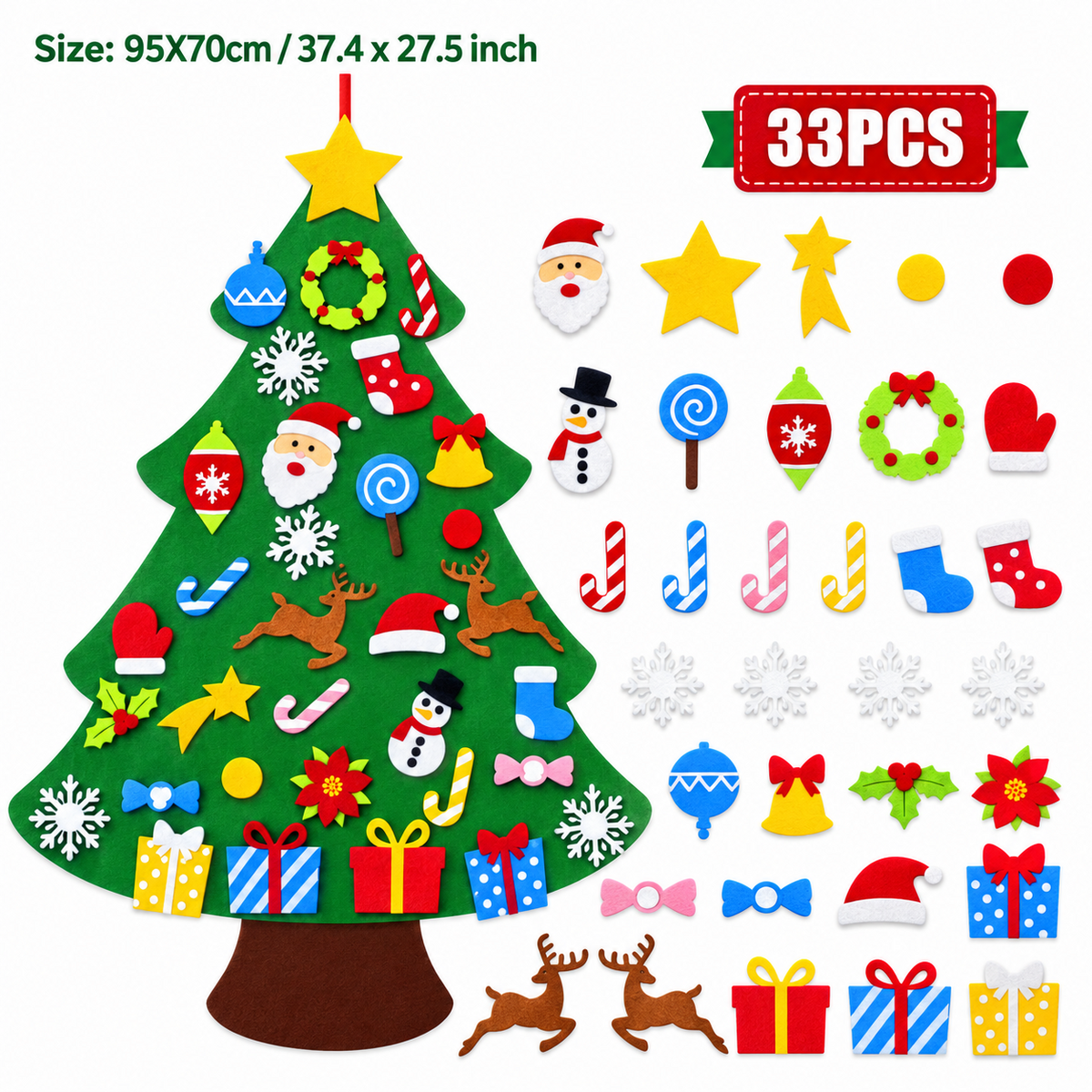 WonderTree™ Felt Christmas Tree Set | Interactive Screen-Free Holiday Fun for Kids