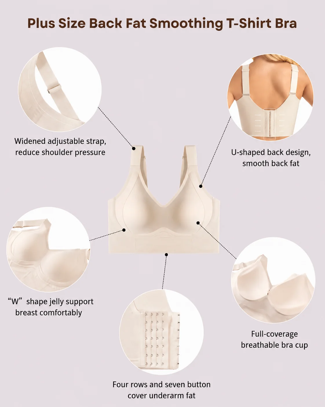 (Pack of 3) Amelia - Wireless Push Up Seamless Full Coverage Bra