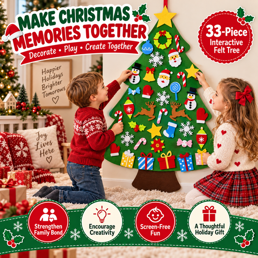 WonderTree™ Felt Christmas Tree Set | Interactive Screen-Free Holiday Fun for Kids