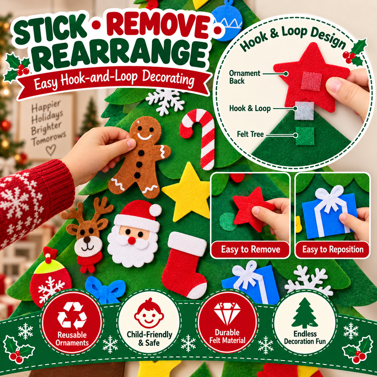 WonderTree™ Felt Christmas Tree Set | Interactive Screen-Free Holiday Fun for Kids