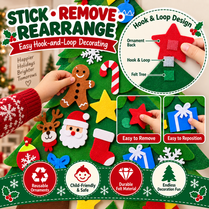 WonderTree™ Felt Christmas Tree Set | Interactive Screen-Free Holiday Fun for Kids