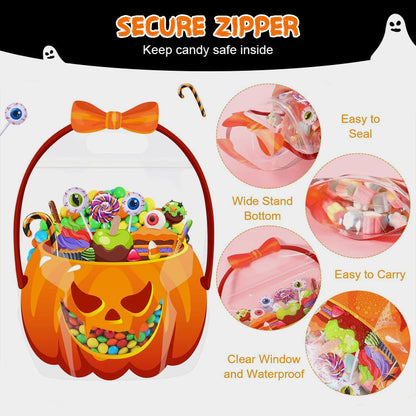 PumpiPack™ Halloween Treat Bags | Secure Zip Closure & Festive Pumpkin Design