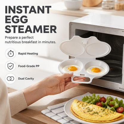 Eggluxe™ – Dual-Cavity Microwave Egg Cooker for Fast Cooking