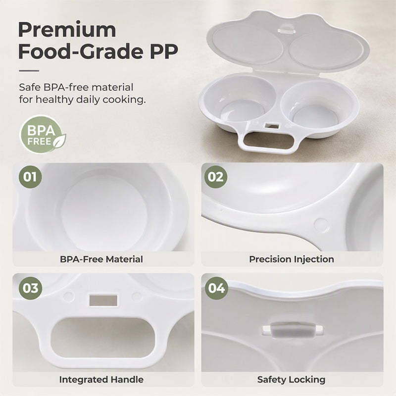 Eggluxe™ – Dual-Cavity Microwave Egg Cooker for Fast Cooking