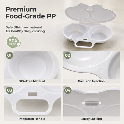Eggluxe™ – Dual-Cavity Microwave Egg Cooker for Fast Cooking