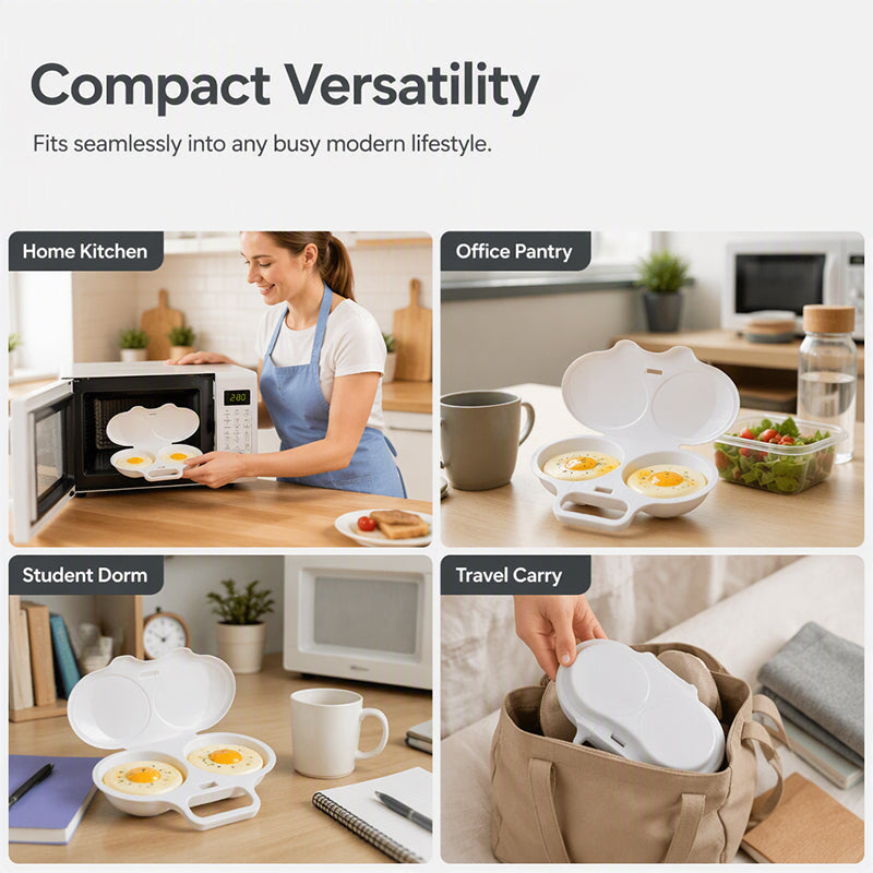 Eggluxe™ – Dual-Cavity Microwave Egg Cooker for Fast Cooking
