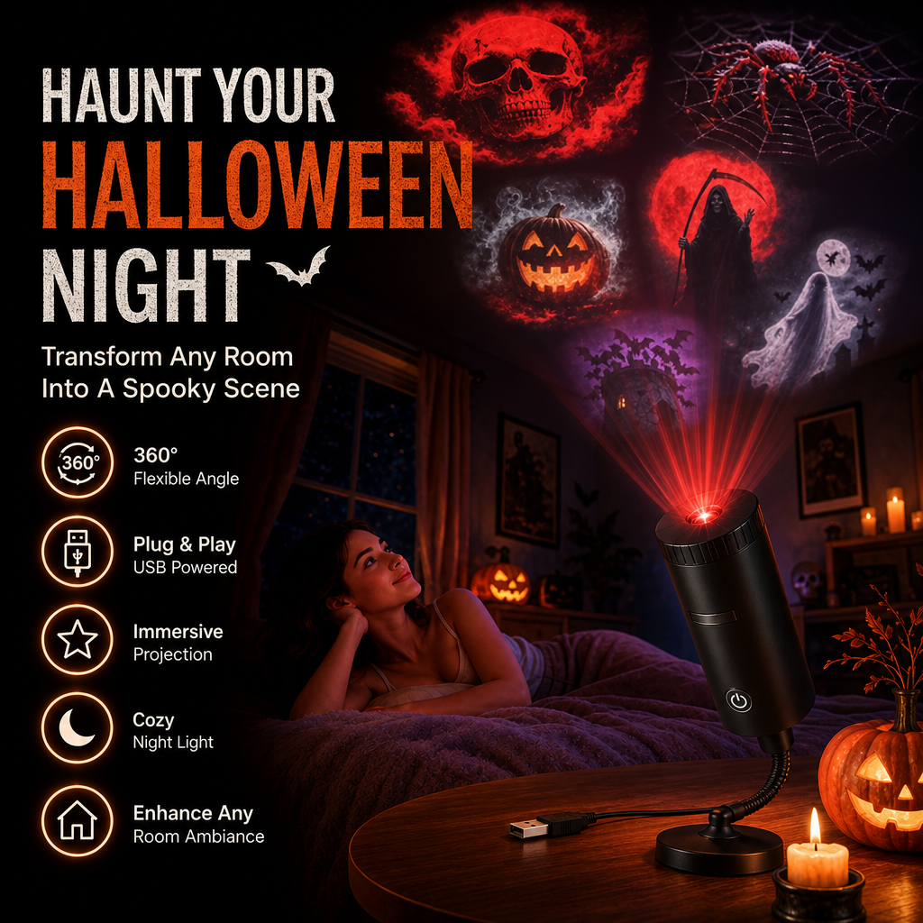 SpookLume™ HD Halloween Projector – 6 Spooky Designs for Instant Halloween Atmosphere
